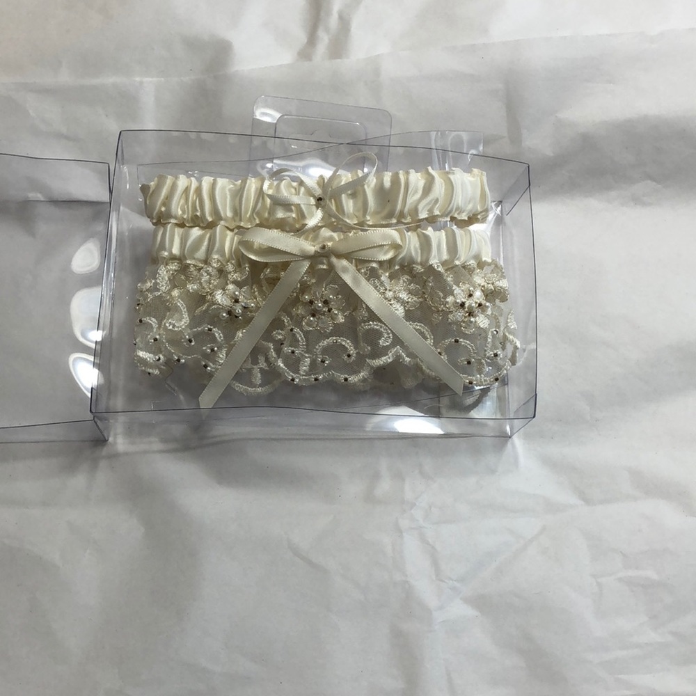 Brand new cream garter for wedding.